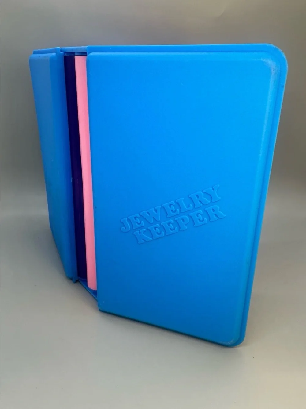 Vintage Emson Jewelry Keeper Plastic Storage Box Book Trifold Travel Case 1988